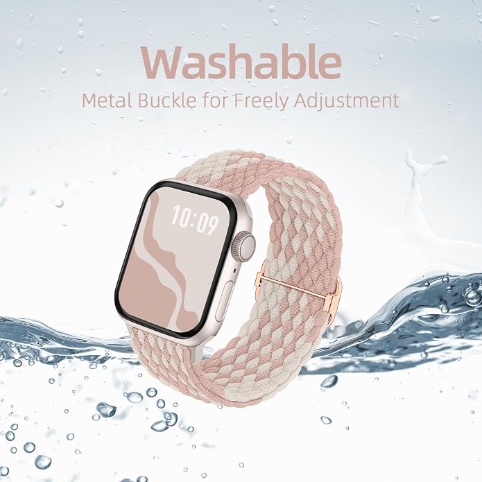 4 Pack Braided Stretchy Bands Compatible with Apple Watch 40mm 41mm 38mm 42mm 44mm 45mm 46mm 49mm Women Men, Breathable Nylon Elastic Daily Use Straps for iWatch Series 11/10 9 8 7 6 5 4 3 SE/Ultra 2
