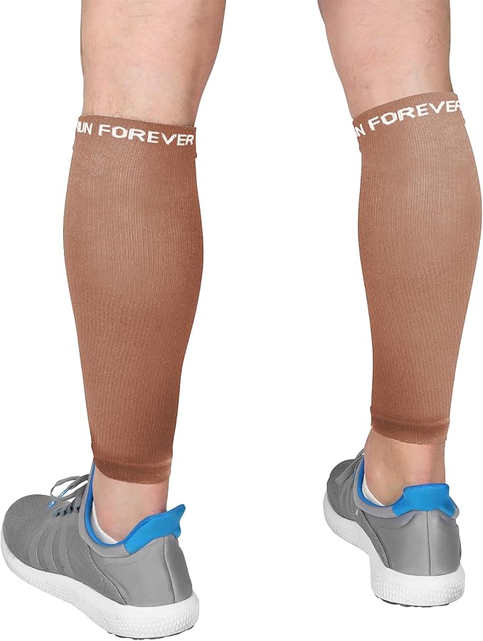 Run Forever Calf Compression Sleeve for Men & Women, 20-30mmHg Compression | Leg Sleeve for Shin Splints, Varicose Veins, Swelling & Pain Relief | Footless socks for Running, Cycling & Travel