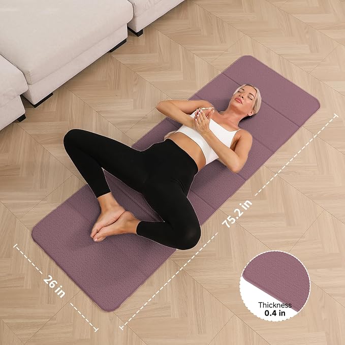 PAIDU Foldable Yoga Mat 10mm Thick, 75"x26" Non-Slip Fitness Exercise Mat | SGS Certified| uick Fold，Easy Storag，Portable for Yoga/Pilates/Studio/Home Workout