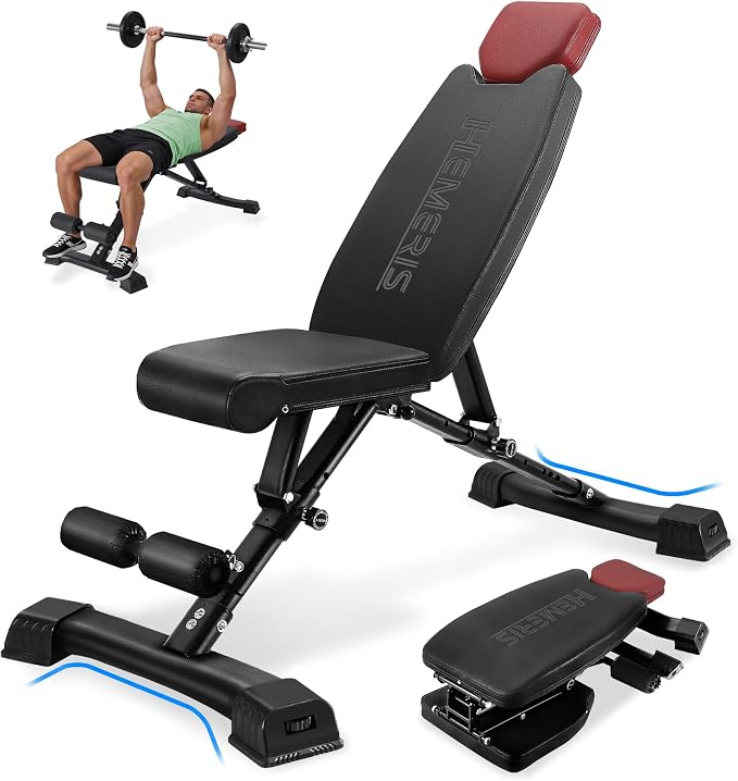 Adjustable FID Weight Bench for Home Gym | Bench press Set with 8-Level Barbell Rack, Flat/Incline/Decline Full Body weight benches for home gym
