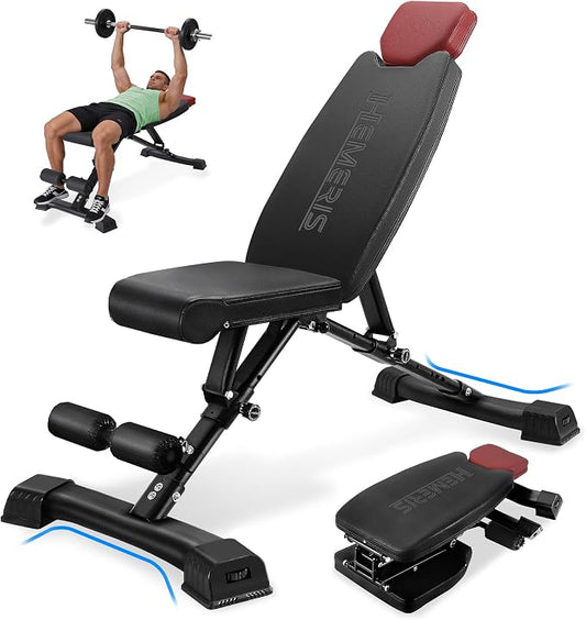 Adjustable FID Weight Bench for Home Gym | Bench press Set with 8-Level Barbell Rack, Flat/Incline/Decline Full Body weight benches for home gym