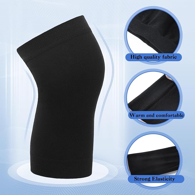 Geyoga 4 Pairs Knee Warmers for Women Men Breathable Leg Warmers Knee Brace Pad Leg Compression Sleeve for Cycling Running(Black,Medium)