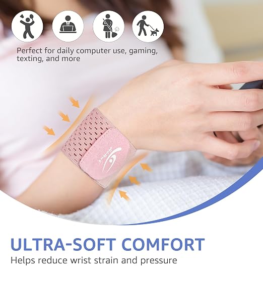 Wrist Compression Wraps 2-Pack, Wrist Brace Wrist Support for Sports, Mouse Hand, Mother's Hand, Carpal Tunnel Arthritis, Tendonitis - Premium Elastic & Breathable Mesh Fabric, One Size (Pink)