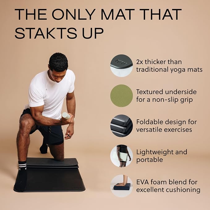 Stakt The Original Foldable Yoga Mat - Non-Slip | Premium foldable exercise & workout mat with non-slip surface, portable for studio or home use, as seen on Shark Tank