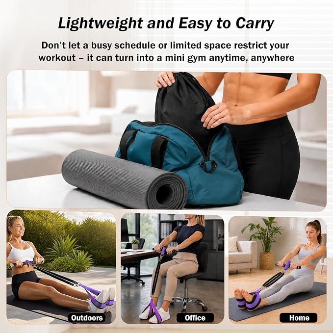 Resistance Bands with Handles, 6-Tube Elastic Pedal Resistance Band for Working Out, Durable Natural Rubber Exercise Bands, Multifunction Exercise Equipment for Abdomen, Waist, Arm, Leg Stretching