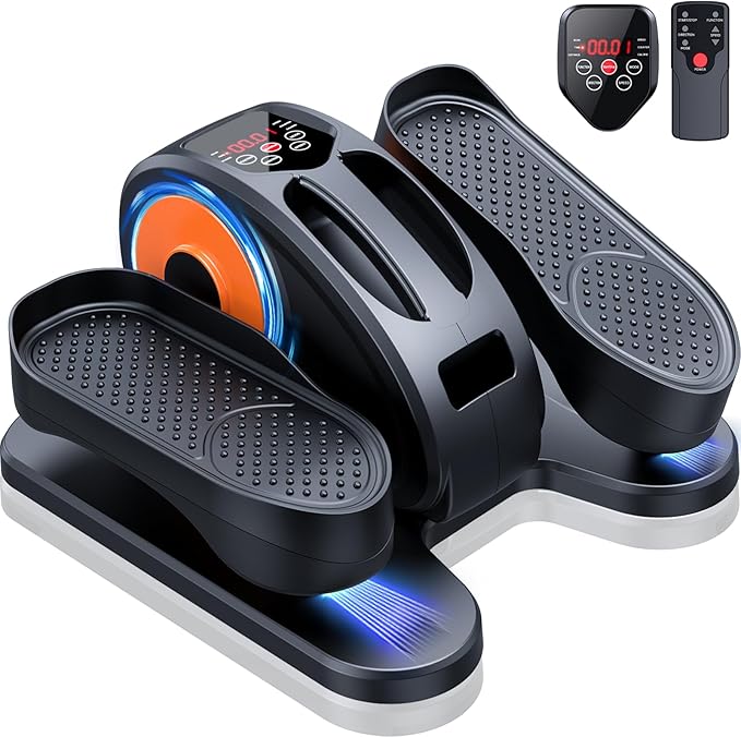 GUGTTR Under Desk Elliptical Machine, Electric Elliptical Leg Exerciser for Seniors Fully Assembled, Quiet & Portable Electric Seated Pedal Exerciser with Remote Control & 12 Adjustable Speeds