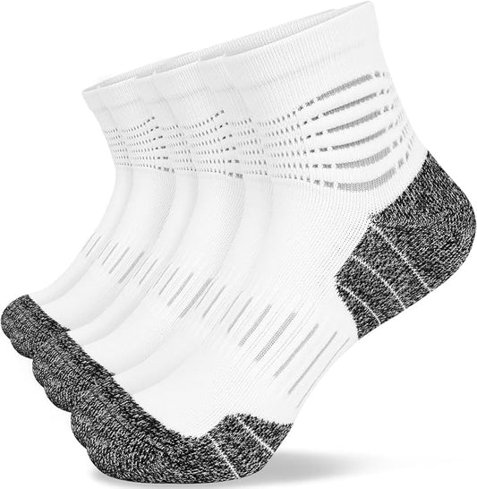 IRAMY Ankle Compression Socks for Women Men Plantar Fasciitis Relief 3/5 Pairs Cushioned Athletic Running Socks