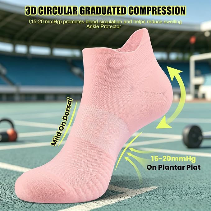 Lapulas Compression Socks for Men & Women, 6 Pair Ankle Running Support Socks for Sports, Casual, Plantar Fasciitis Relief