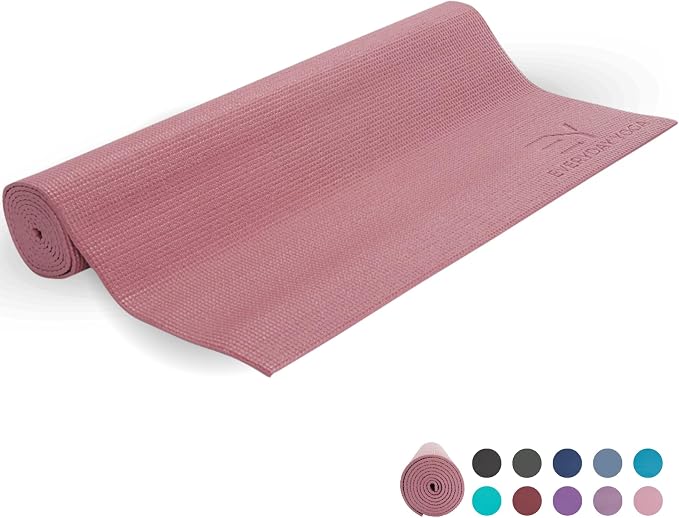 Everyday Yoga Deluxe Mat, Spacious 72"x24" Non-Slip Yoga Mat for Comfortable Home Workouts, 3-5mm Extra Thick