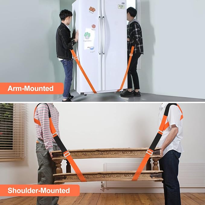 Moving Straps,2-Person Lifting & Moving System Adjustable Shoulder Lifting | Lift,Carry,Secure Furniture for Move,Appliances,Mattresses,Heavy Objects up to 800lbs,Safely and Easily Like a Pro,Orange