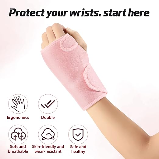Zomiboo 2 Pieces Carpal Tunnel Wrist Braces for Night Wrist Sleep Support Brace Wrist Splint Stabilizer and Hand Brace Cushioned to Help With Carpal Tunnel and Wrist Pain Relief (Pink,Classic Style)