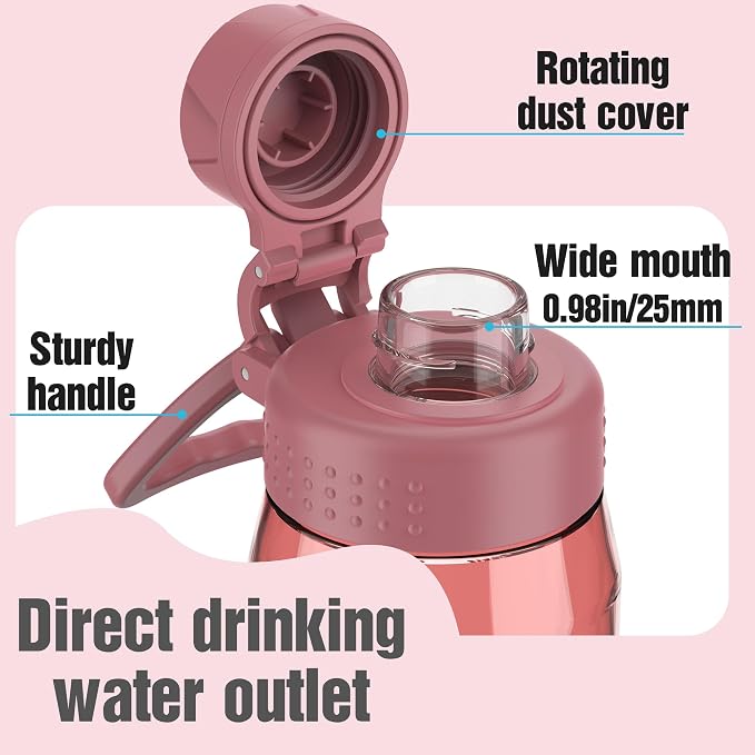 32oz Clear Water Bottle - BPA-Free Tritan Plastic, Fast Flow Spout Lid, Wide Mouth & Leakproof Design Hiking Water Bottle Suitable for Travel, Outdoors, Gym, Travel, Home, School(Red)