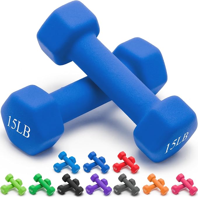 Portzon 8 Colors Options Compatible with Set of 2 Rubber Dumbbell Weight, 5-50 LB, Anti-Slip, Anti-roll, Hex Shape