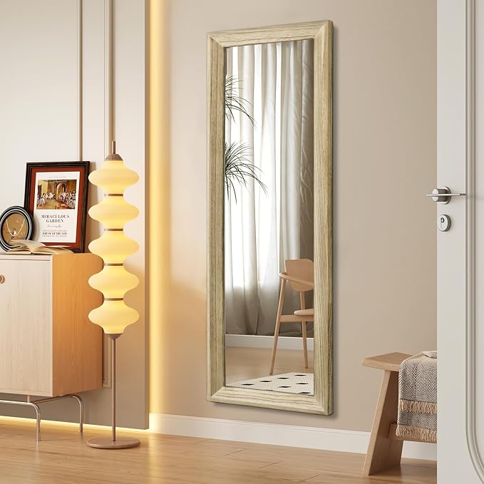AAZZKANG Full Length Door Mirror Wooden Frame Large Mirrors for Wall 47"x16" Rectangular for Bedroom Living Room Bathroom Dressing Room Home Entryway