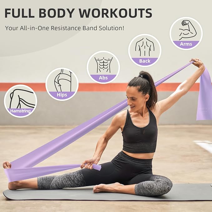 Stretch Bands for Exercise, Resistance Bands for Working Out, Exercise Bands for Physical Therapy, Pilates, Rehab, Stretch, Strength Training and Yoga Starter Set