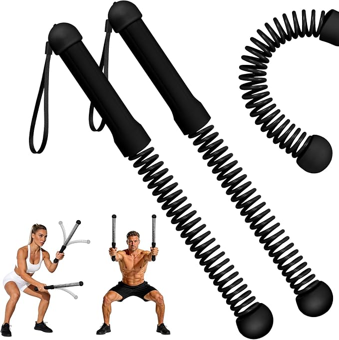2PCS Ropeless Battle Ropes, Weighted Cordless Battle Ropes for Home Gym, Portable Silent Workout Rope Fitness Equipment for Full Body Toning, Low-Impact Workout, Strength & HIIT, Black