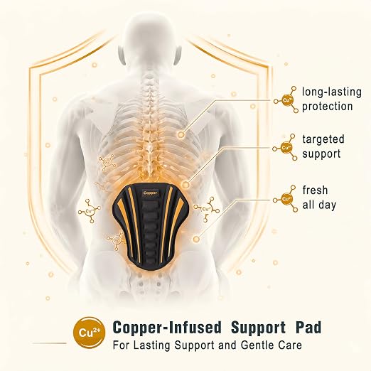 Copper Back Brace - Relief from Lower Back Pain, Unique SVA System for Proper Posture, Enhanced Ergonomic Pad with 10X Compression Support, Breathable and Comfortable Fit for Men and Women
