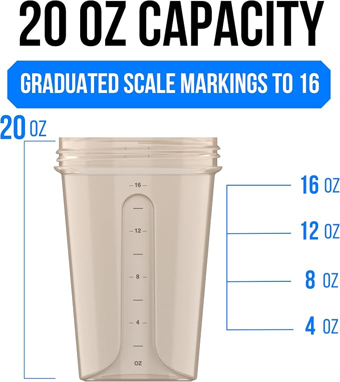 VELOMIX 2 Pack 20oz Protein Shaker Bottle for Protein Mixes, Blue&Beige | 2x Wire Whisk, Leak Proof Shaker Cups for Protein Shakes, Stackable, Dishwasher safe, BPA free, Pre Workout and Gym ready