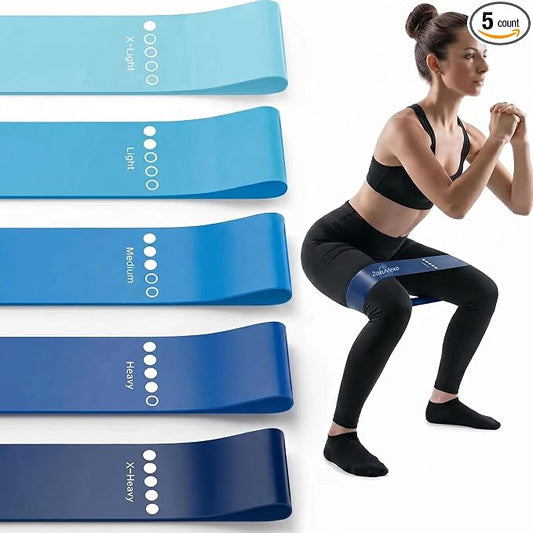 5-Pack Workout Resistance Bands: Elastic for Strength, Stretching, Pilates & Yoga. Home Gym Equipment for Men/Women, Suits Physical Therapy, Leg/glute/arm Training—Practical, Multi-use.