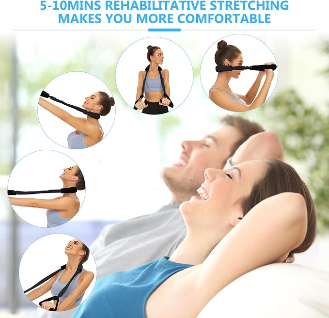 Neck Stretcher Exerciser, FSA/HSA Eligible, Cervical Traction Device for Neck Pain Relief and Spine Alignment. Portable Neck Traction Exerciser for Home/Office, Neck and Shoulder Relaxer Easy to Pull.