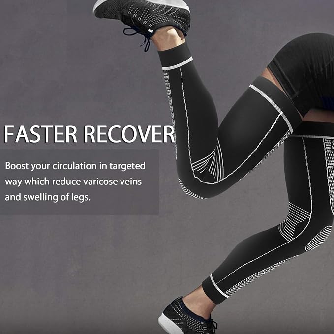 SKDK Full Leg Sleeves Long Compression Leg Sleeve Knee Sleeves Protect Leg, for Man Women Basketball, Arthritis Cycling Sport