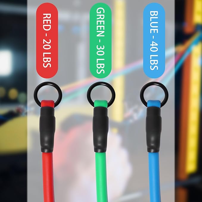 Resistance Bands with Handles and Door Anchor for Home Workouts | For women and men; includes a door anchor and simple guide for exercise, stretching, and home workouts.