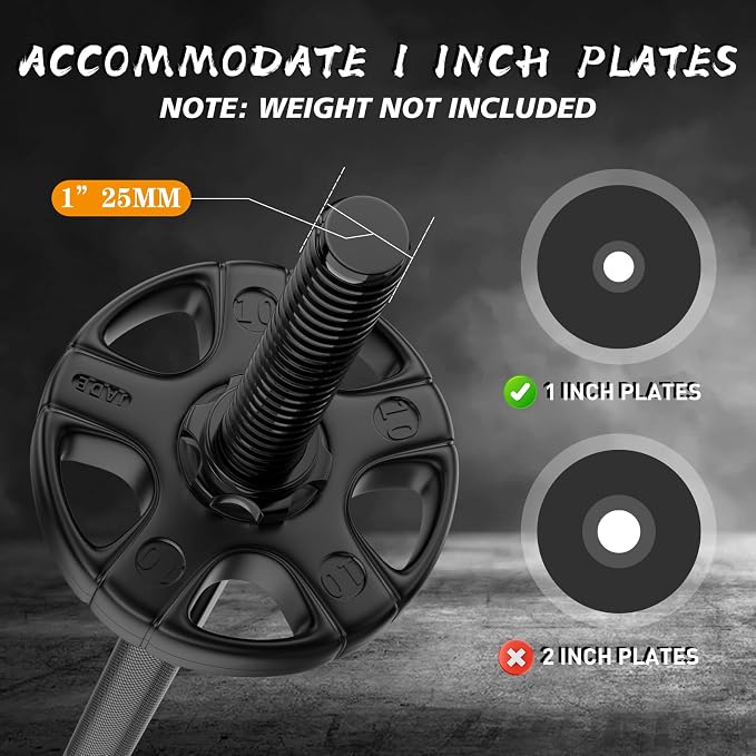 55" Weight Lifting Bar, 1"Standard Straight Barbell Bars for Weight lifting | Olympic Barbell Bar for Bench Press/Hip Thrusts/Squats/Lunges for Gym and Home, 2 Star Star-nuts (480lb Weight Capacity)