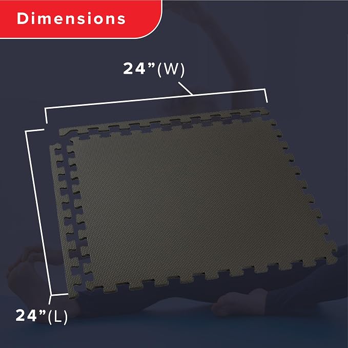 We Sell Mats 1/2 Inch Thickness Multipurpose EVA Foam Floor Tiles, Interlocking Floor Mat for Indoor Gym and Home Use, 24 in x 24 in, Black, 100 Square Feet (25 Tiles)