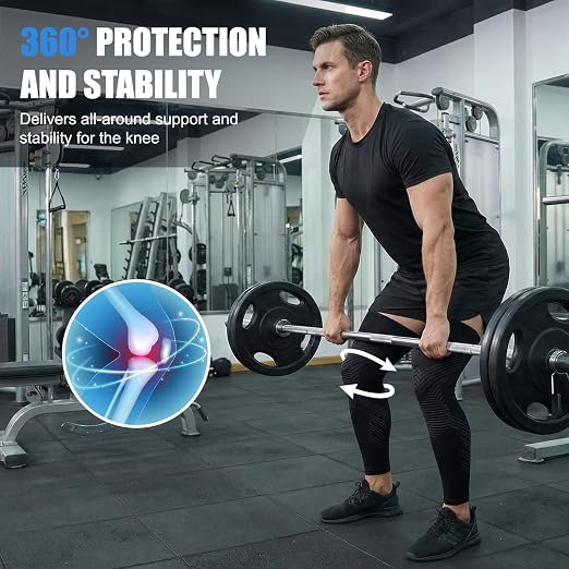 Full Leg Compression Sleeves for Men and Women,2 Pack Legs Sleeves Long Knee Brace Support for Running, Basketball, Cycling, Workout, Sports - Black,3XL