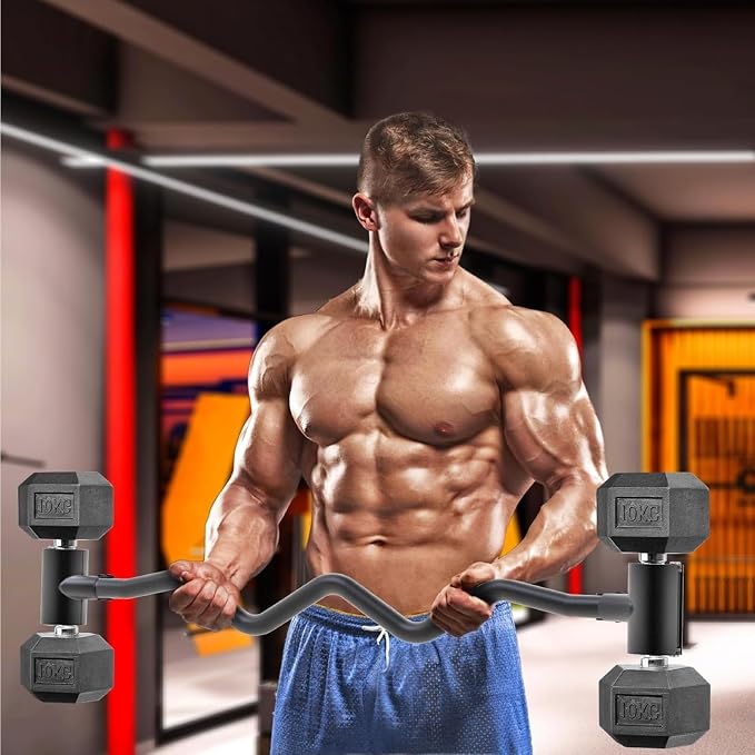Kipika Adjustable Dumbbell to Barbell Converter - EZ Curling Bar Adapter - Versatile Weightlifting Equipment for Home Gym