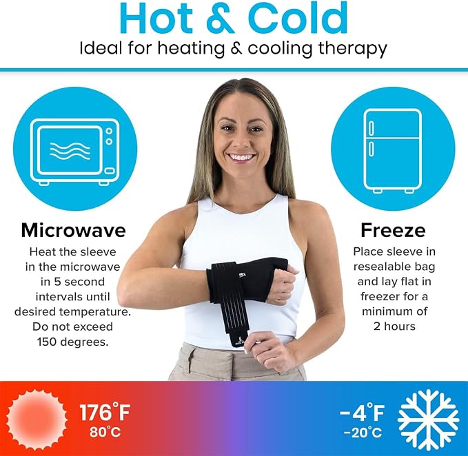 Arctic Flex Wrist & Thumb Ice Pack Wrap - Extra Strength Hot & Cold Therapy | Reusable Hand Freeze Sleeve - for Arthritis, Carpal Tunnel, Surgery, & Pain Relief (Fits Left & Right)