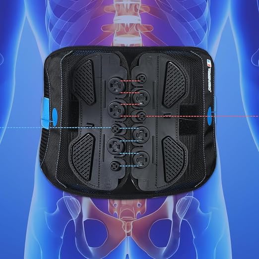 TIMTAKBO Lower Back Brace with Dual-Pulley System Black L/XL | Adjustable Lumbar Decompression Belt for Herniated Disc, Sciatica & Scoliosis – High-Support Back Brace for Men & Women