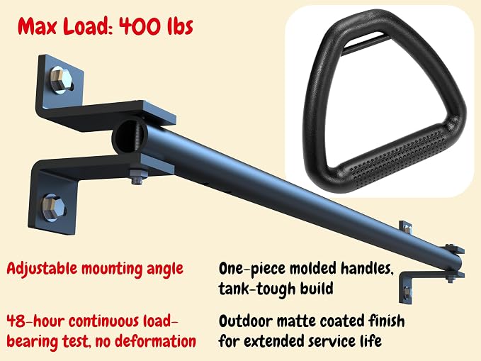 48'' Joist Mounted Pull Up Bar with Gym Rings Wall Studs Mount Chin Up Bar for Ceiling, Beams, Doorway & Corner Mount Heavy Duty Pull-up Grips for Home Gym Strength Training – Patent Pending