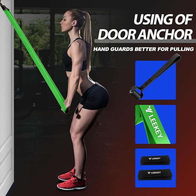 LEEKEY Pull Up Assistance Bands,Muit Levels Resistance Bands for Senior/Adults,Exercise Bands with Door Anchor, Strength Bands for Fitness Training, Physical Therapy,Home Gym Workouts