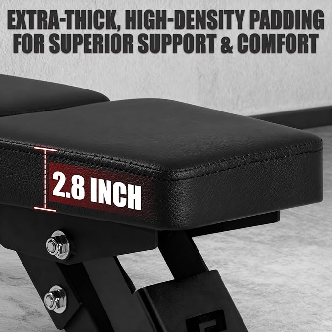 RitFit 3-Section Adjustable Weight Bench for Home Gym, 1600LB Capacity | Incline Decline Flat, 10 Backrest & 5 Headrest Positions, Full Body Strength Training with 14GA Steel Frame