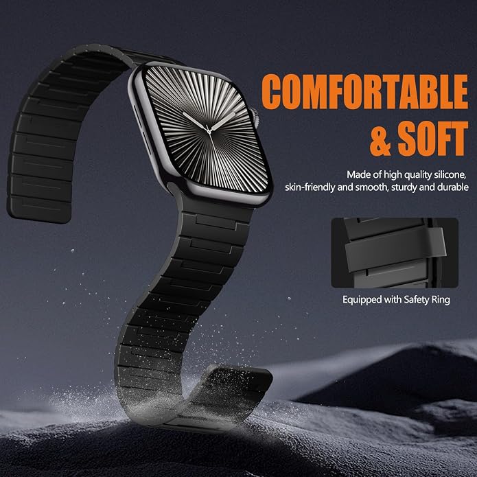 SNBLK Magnetic Watchband Compatible with Apple Watch for Men 44mm 45mm 46mm 49mm 42mm 41mm 40mm 38mm Women, Silicone Sport Strong Magnet Strap for iWatch Series 11 Ultra 3 Ultra 2 Se 10 9 8 7 6 5 4 1
