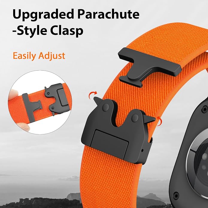 Elastic Sport Band for Apple Watch Ultra 3/2/1 Bands 49mm 46mm 45mm 44mm 42mm 41mm 40mm 38mm Men Women, Adjustable Parachute Buckle Nylon Fabric Wristband for iWatch Series 11 10 SE 9 8 7 6 5 4 3