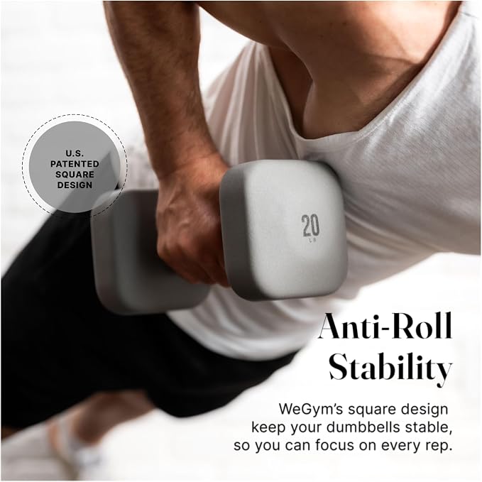 WeGym Square Dumbbells for Home Gym, Hand Weights for Strength Training