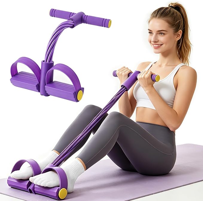 Pedal Resistance Band with Handle, 6-Tubes Tesistance Bands with Handles, Natural Rubber Foot Pedal Resistance Band, Multifunctional Exercise Bands for Abdomen, Waist, Leg, Arm