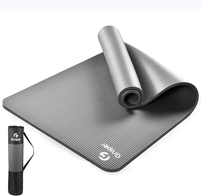 Gruper Yoga Mat Non Slip NBR Extra Thick Yoga Mat, 72"L x 32"/24"W x 0.6"/0.4"TH (185cm x 80cm/61cm x 15mm/10mm), Anti-Tear Exercise Mat with Carrying Strap and Bag, Workout Mats for Yoga, Pilates