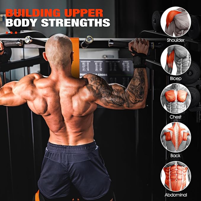 HPYGN Two Foots Pull Up Assistance Bands, Heavy Duty Resistance Band for Pull Up Bar, Adjustable Weight/Size with Fabric Feet/Knee Rest, Bands for Pull Up Assist for Strength Training, Pull Up