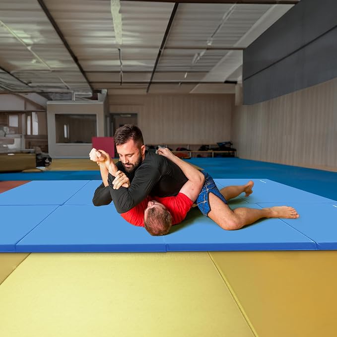 BalanceFrom 6x4 Feet 4-Panel Folding Gymnastics Mat – 2-Inch Thick Pad with Vinyl Surface and Carrying Handles for Tumbling, Yoga, Pilates, Home Workouts, and Martial Arts