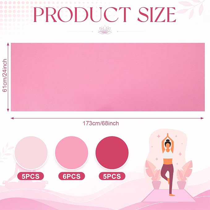 Funtery 3 mm Thin Yoga Mats Bulk, 68 x 24 Inches Lightweight PVC Exercise Mats Non Slip Workout Fitness Pads for Yoga Pilates Stretching Classes Gym Home Studio