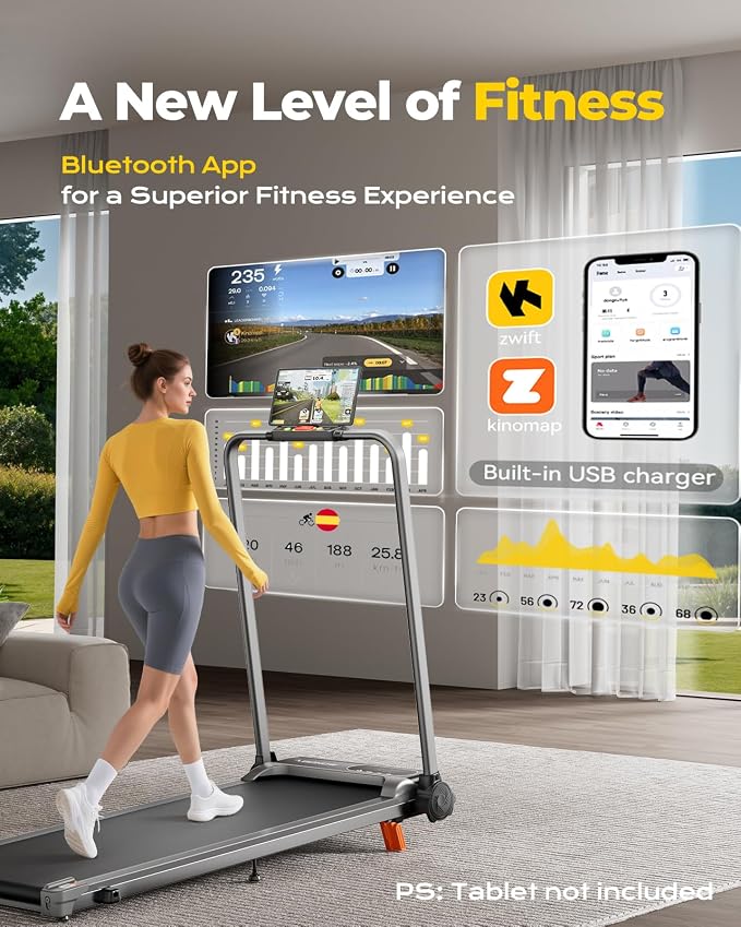 Abonow Walking Pad Treadmill with Handle Bar for Home Office | 3.0HP Compact Treadmills, 8% Manual Incline 2 in 1 Under Desk Walking Machine, LED Display, 265 LBS Capacity