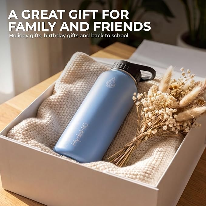37 oz Insulated Water Bottles with Twist Cap, Keep Cold 24H, Leak-Proof, BPA-Free, Double Wall Stainless Steel Water Flask for Sports, Gym, Travel, and School (Light Blue)