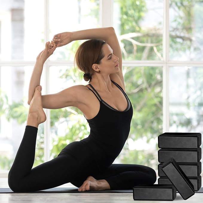 20 Pcs EVA Yoga Blocks Bulk, Non Slip Exercise Brick, Black | Foam Yoga Prop for Pilates Stretching Meditation, Supportive Lightweight Bricks, Women Men Beginners, 20 Pack