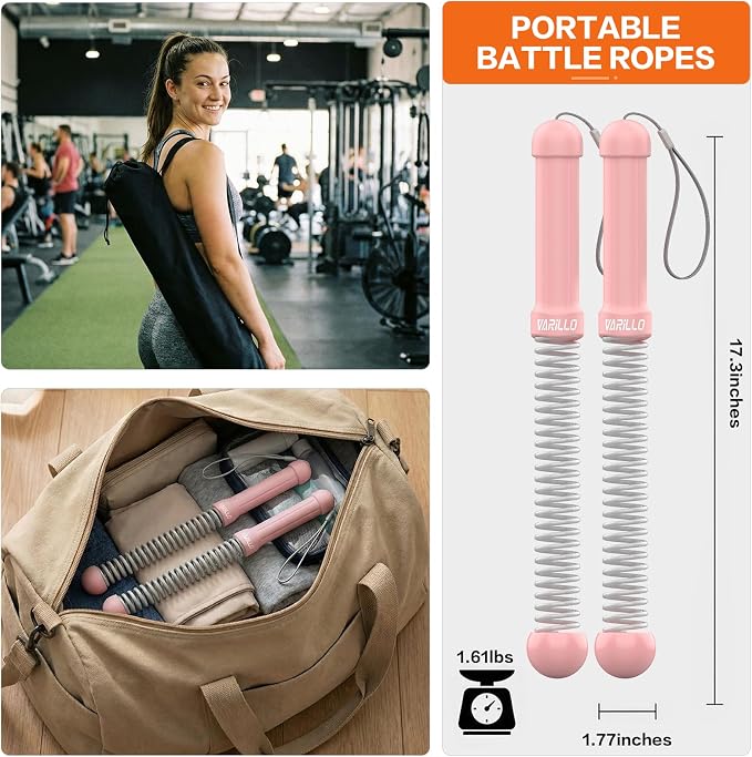 Ropeless Battle Ropes for Home Gym, Portable Cordless Weighted Battle Rope | Storage Bag, Weighted Battle Rope for High Calorie Burn, Men & Women Fitness Equipment, HIIT & Low-Impact Aerobic Training