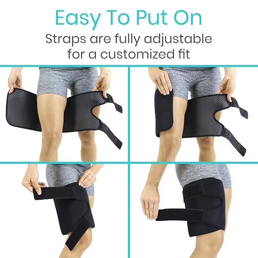 Vive Thigh & Hamstring Compression Sleeve Brace for Men & Women (2 Pack) | Pain Relief Support Wrap for Sciatica, Hip Flexor, Groin, Leg, Upper Thigh - Quick Results & Sciatic Nerve Recovery (Black)