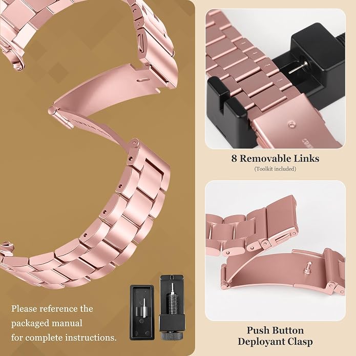 Metal Band for Samsung Galaxy Watch 9 8 40mm 44mm/Classic 46mm Men Women | Stainless Steel, No Gap Strap, Link Bracelet for Samsung Galaxy Watch 8 9 44 40mm/8 Classic 46mm, Business to Casual