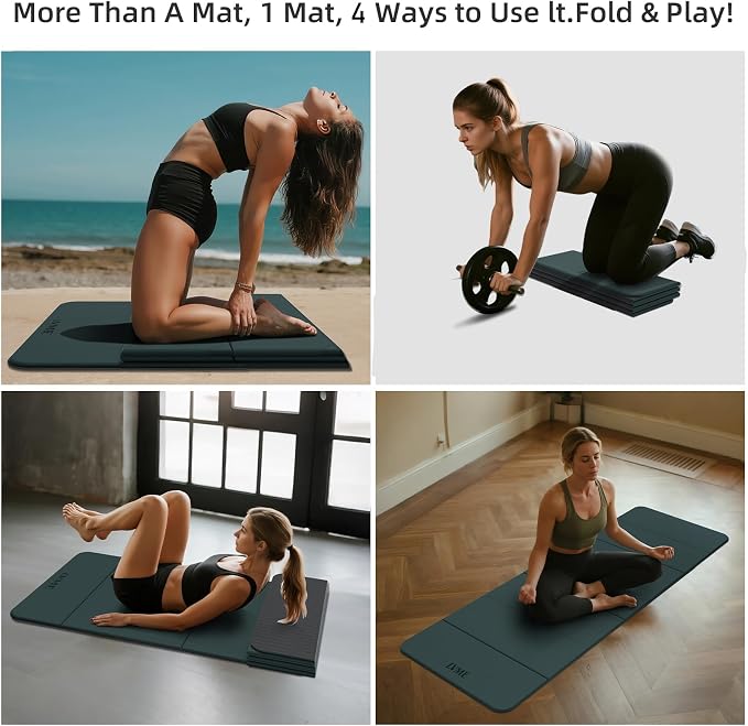 LVME Foldable Yoga Mat, 71"x24"x1/3" Thick(8mm), Non Slip Exercise Mat | SGS Certified POE, Fitness Travel Mat, Easy To Store, Foldable for Exercise, Yoga, Pilates, Home Workouts